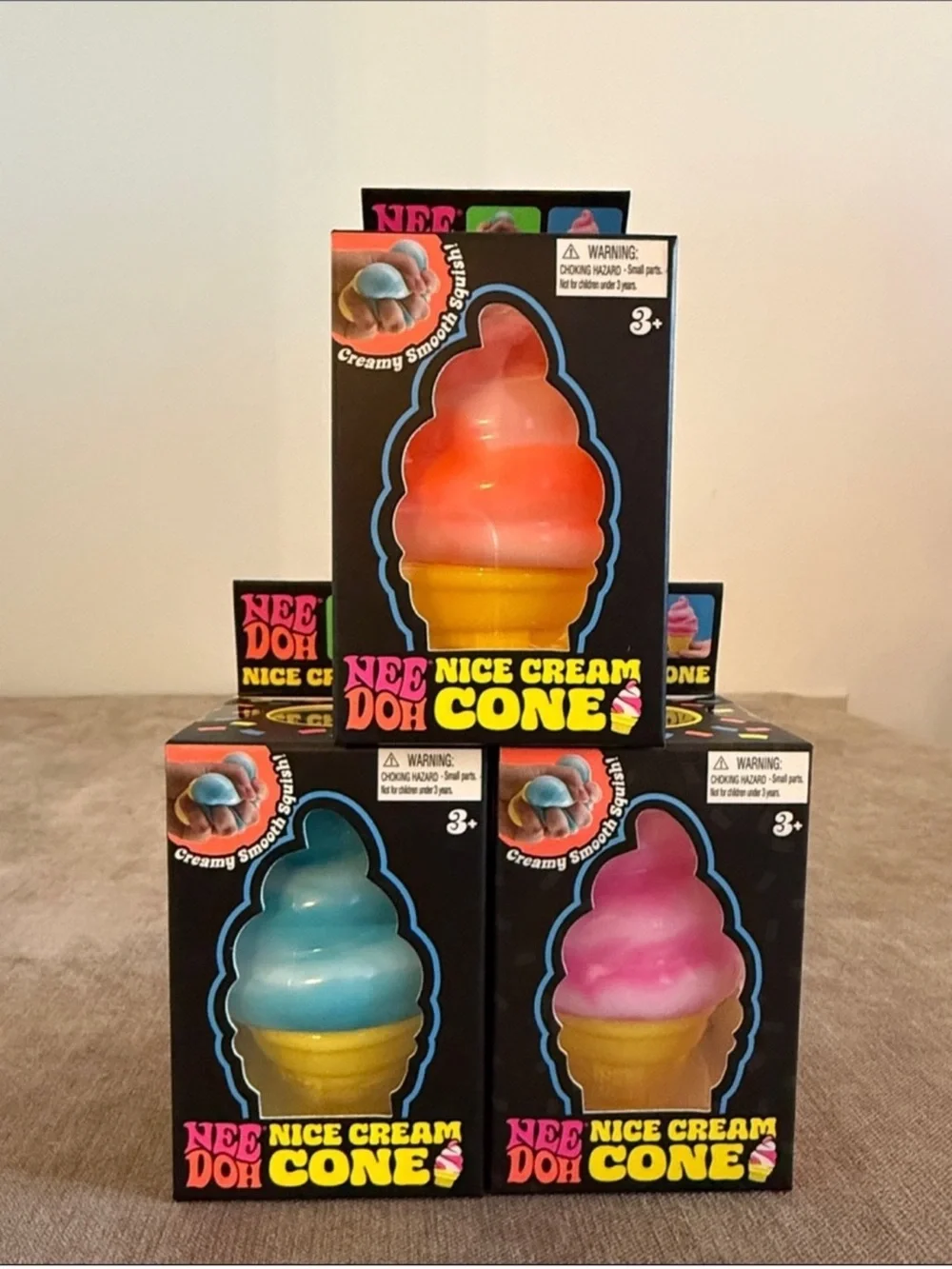 NeeDoh Nice Cream Cone - Orange, Blue, Pink | Bundle Of All 3 Colors